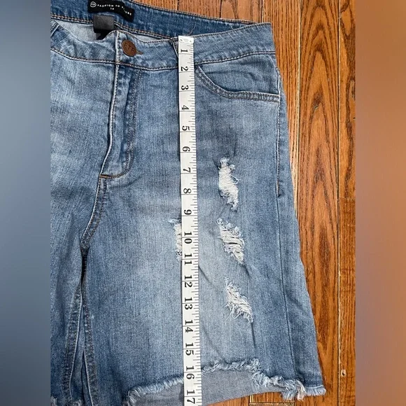 Fashion to Figure Blue Distressed Jean Shorts - Picture 9 of 11